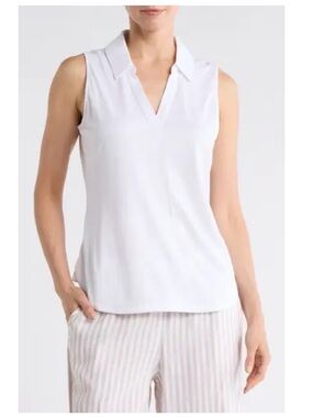 Tommy Bahama White Sleeveless Polo V-Neck Tank